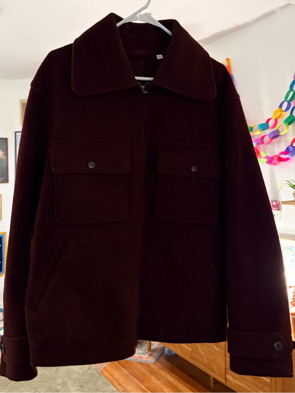 Women’s Dark Purple Wool Zip-Front Jacket